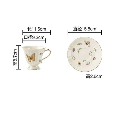 Ceramic coffee pot cup dragonfly bee butterfly afternoon tea set cup