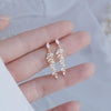 Charm 18k Real Gold Leaves Earrings for Women Exquisite Tiny Zirconia