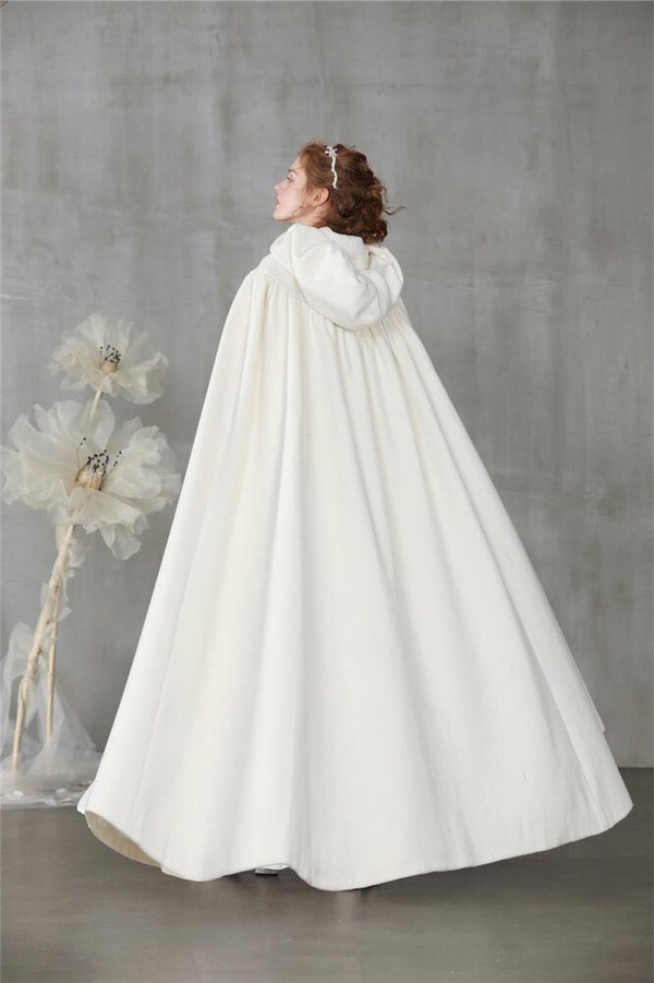 Cheap Winter Warm Ivory Velvet Wedding Hooded Cloak Bridal Cape with