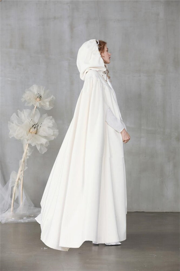 Cheap Winter Warm Ivory Velvet Wedding Hooded Cloak Bridal Cape with