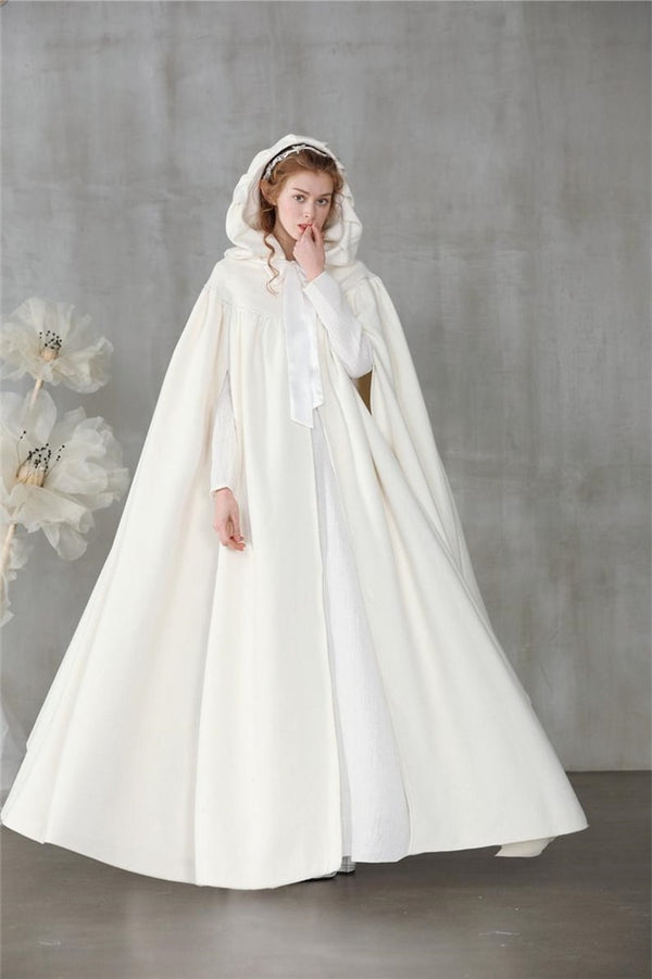 Cheap Winter Warm Ivory Velvet Wedding Hooded Cloak Bridal Cape with