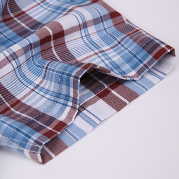 Checkered Mens Casual Shirts 100% Cotton Short Sleeve