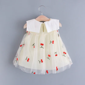 Cherry Embroidery Mesh Baby Girls Dress