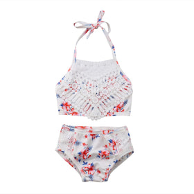 Children Lace Floral Swimsuit Baby Girls Swimwear