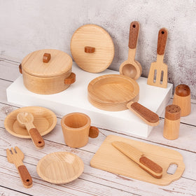 Children's Log Wooden Kitchen Toy Set Pretend Play Simulation