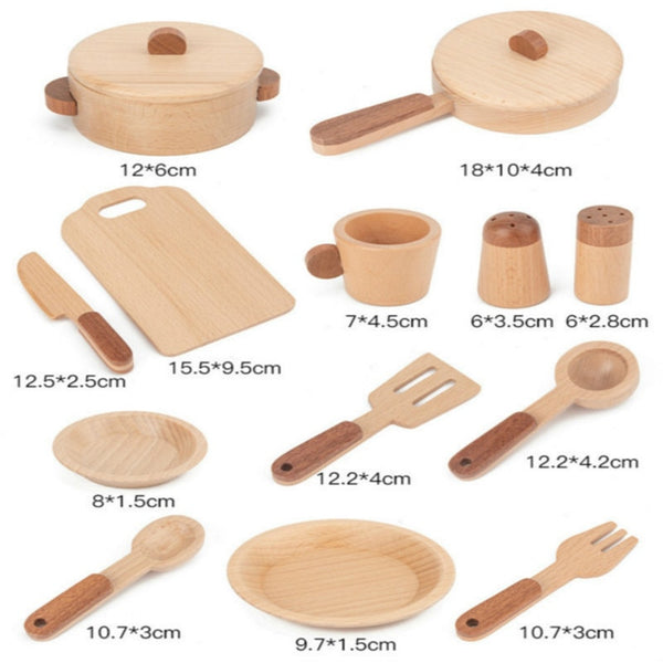 Children's Log Wooden Kitchen Toy Set Pretend Play Simulation