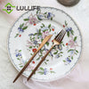 China Bone Dinner Plate Flower Food Dishes and Plates Luxury Gold