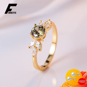 Classic Women Ring 925 Silver Jewelry with Emerald Zircon Gemstones