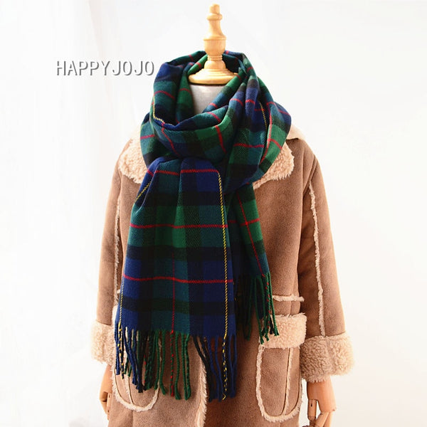 Classic red plaid children scarf warm winter small narrow shawl women