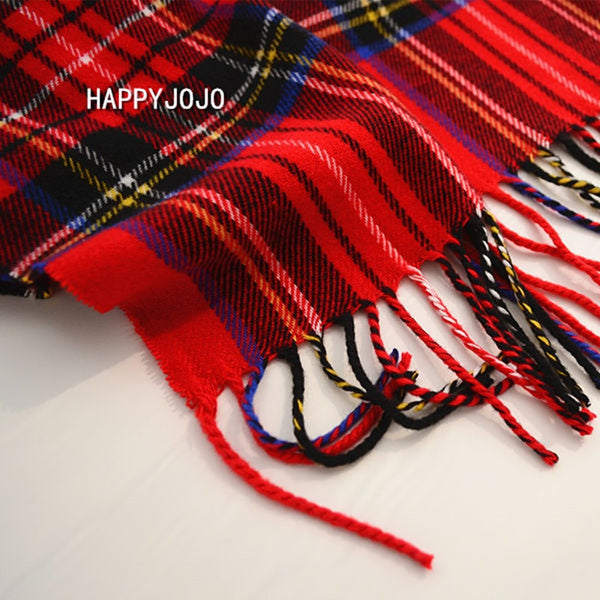 Classic red plaid children scarf warm winter small narrow shawl women