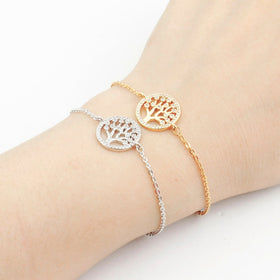 Clear Crystal Tree Of Life Lucky Charm Bracelet