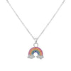 Colorful Cubic Zirconia Rainbow Pendant Necklace For Women Gold Small