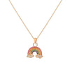 Colorful Cubic Zirconia Rainbow Pendant Necklace For Women Gold Small
