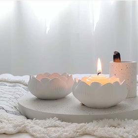 Concrete Silicone Mold Creative Lotus Shape Design Aroma Candle Gypsum