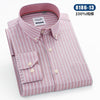 Cotton Business Men Casual Shirts Office Long Sleeve Plaid Striped