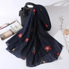 Cotton Linen Embroidered Flower Scarf