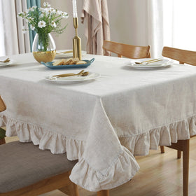 Cotton Linen Lotus Lace Tablecloth