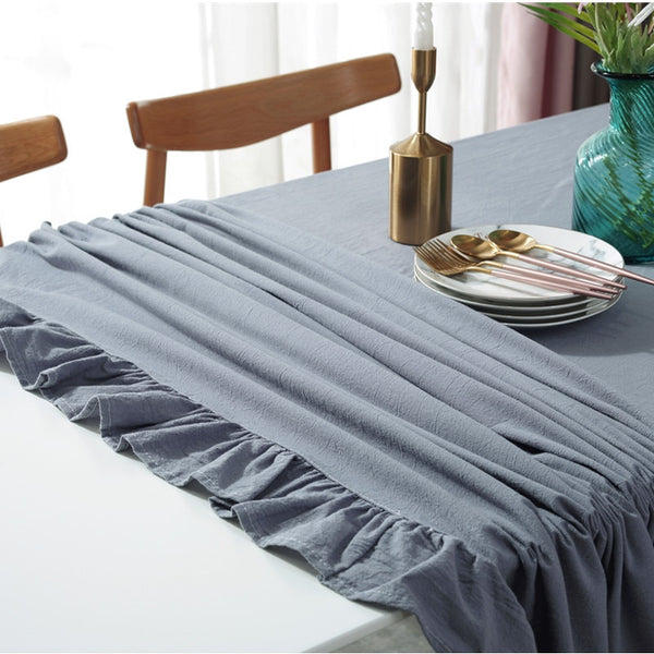 Cotton Linen Lotus Lace Tablecloth