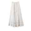 Cotton White Pleated Lace up Skirt for Women 2021 Summer Boho Fashion