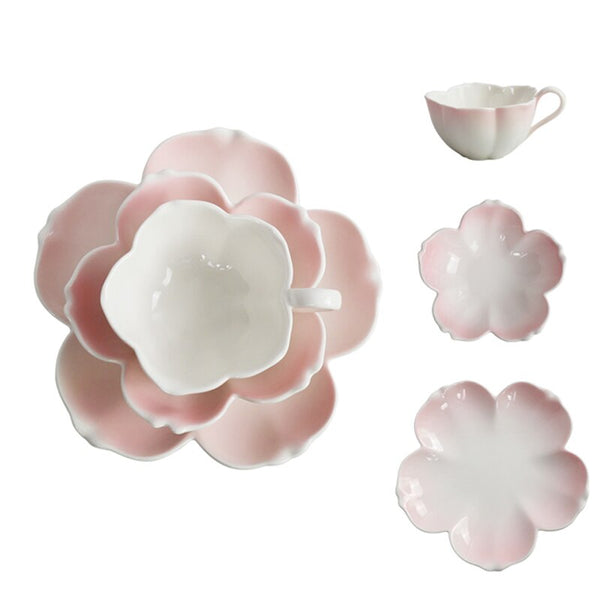 Creative Flower Coffee Cup Set Porcelain Mate Bone China Modern Tea