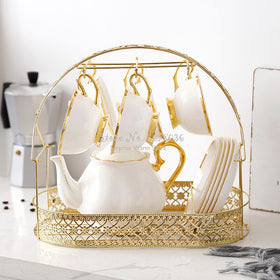 Creative Golden Storage Rack Coffee Tea Cup Holder Rack European Style