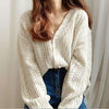 Cropped Cardigan Women Spring Chic Hollow Out Elegant V Neck