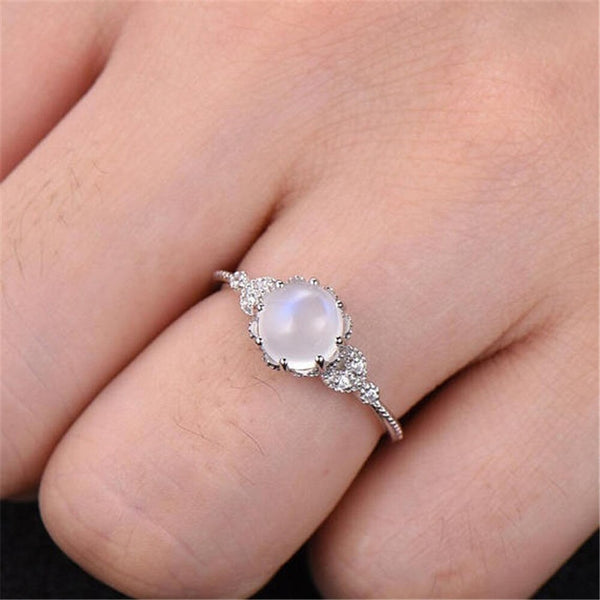 Crystal Rings Moonstone Mosaic Rings for Women Simple Temperament