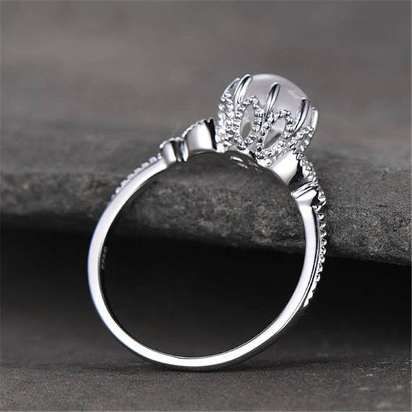 Crystal Rings Moonstone Mosaic Rings for Women Simple Temperament