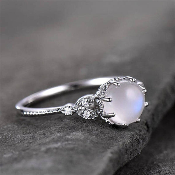 Crystal Rings Moonstone Mosaic Rings for Women Simple Temperament