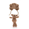 Cute Baby Crochet Hat with Little Bear Doll Set for Photography