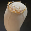 Delicate Shell Floral Crown Bridal Hair Tiara Gold Leaf Women Hairband