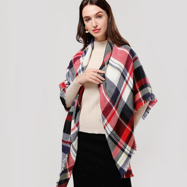 Designer 2020 knitted spring winter women scarf plaid warm cashmere