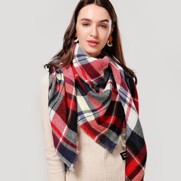 Designer 2020 knitted spring winter women scarf plaid warm cashmere