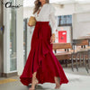 Elegant OL Long Skirt Women Summer High Waist Belted Fishtail Skirts