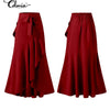 Elegant OL Long Skirt Women Summer High Waist Belted Fishtail Skirts