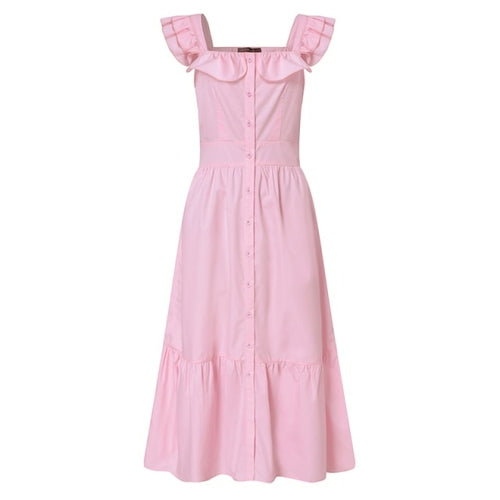 Elegant Straps Ruffle Dress Women's Summer Sundress 2021 ZANZEA Button