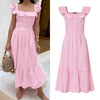 Elegant Straps Ruffle Dress Women's Summer Sundress 2021 ZANZEA Button