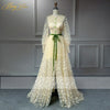 Elegant Tulle Prom Dresses Puffy Sleeve A Line Belt Maxi Evening Dress