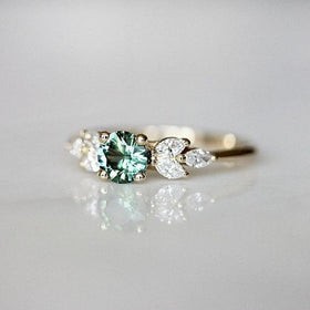 Elegant white & green Crystal Zircon Rings For Women