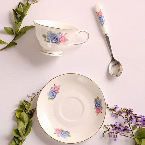 Europe 120ML Noble Bone China Coffee Cup Saucer Spoon Set Luxury