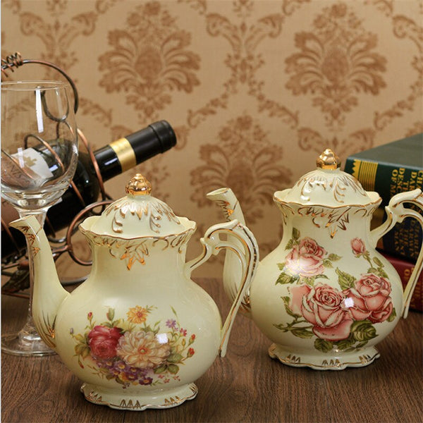 European Ceramic Tea Pot Tea Set Lovely Porcelain Large Capacity