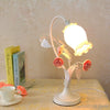 European Creative Pink Flower Table Lamps Cute Princess Pink Girl Warm