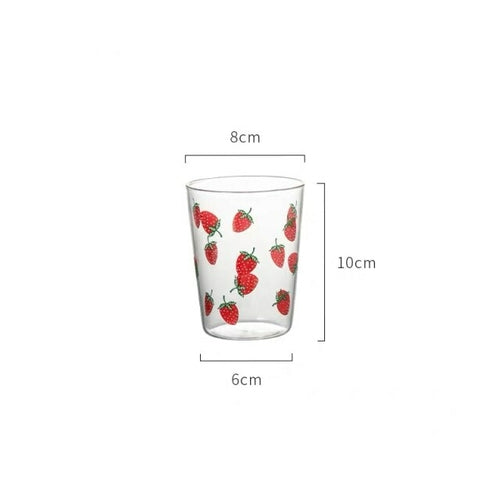 European Heat Resistant Cute Strawberry Glass Milk Tea Cup with Handle