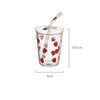 European Heat Resistant Cute Strawberry Glass Milk Tea Cup with Handle