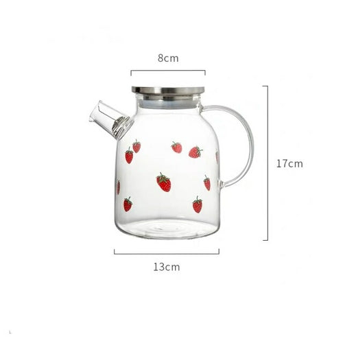 European Heat Resistant Cute Strawberry Glass Milk Tea Cup with Handle