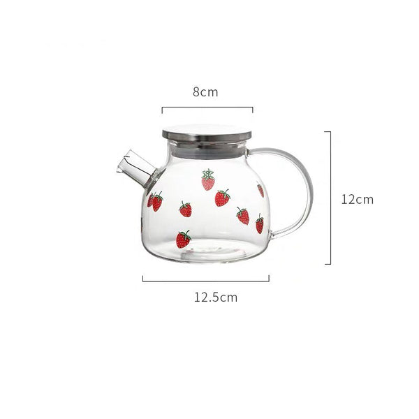 European Heat Resistant Cute Strawberry Glass Milk Tea Cup with Handle