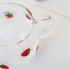 European Heat Resistant Cute Strawberry Glass Milk Tea Cup with Handle