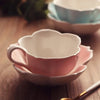 European Light Luxury Ceramic Flower Shape Coffee Cup with Saucer