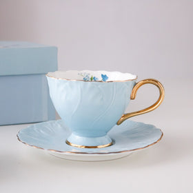 Pretty Floral Baby Blue Tea Cups