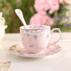 European Style Pastoral Bone China Office Tea Cup with Saucer Set Rose